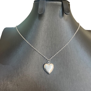 C. 1960’s Sterling Silver Heart Locket on Chain - Small Engraved Silver Heart Locket - Vintage Locket with Chain - Small Two Frame Locket