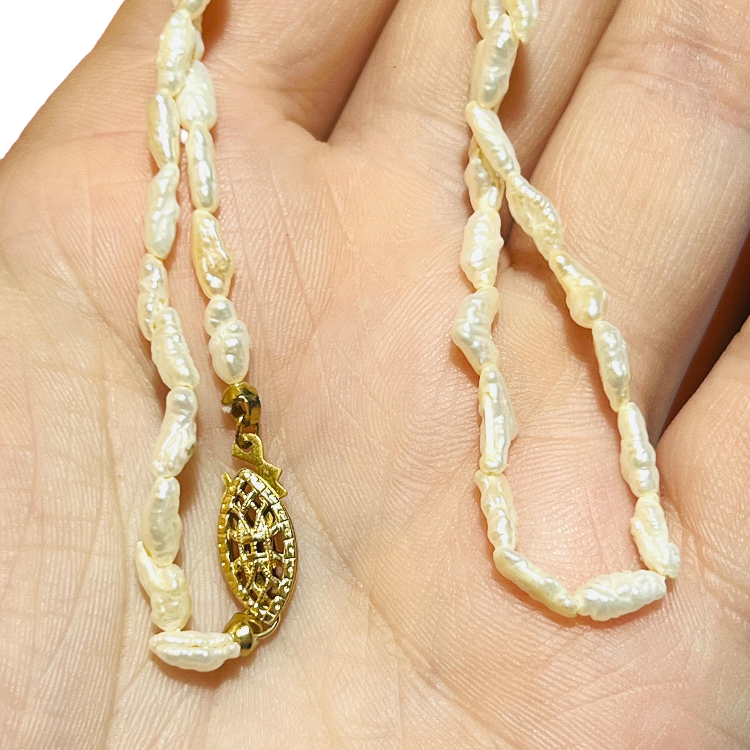 ブレスレット LESS IS MORE 14K Goldfield Rice Pearl Necklace 16” Rice Pearl Necklace With 14K Gold Filled Clasp - Vintage