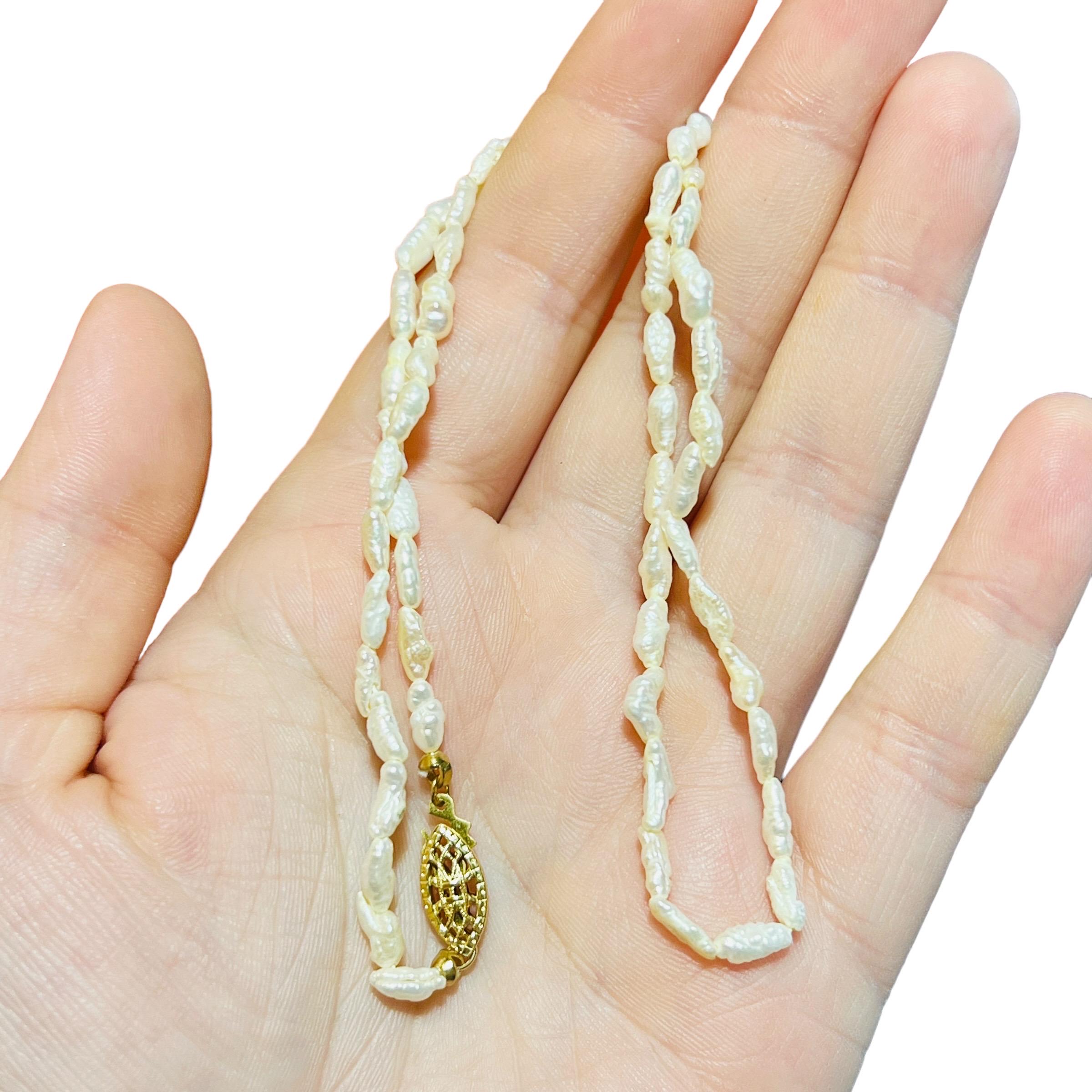 16” Rice Pearl Necklace With 14K Gold Filled Clasp - Vintage