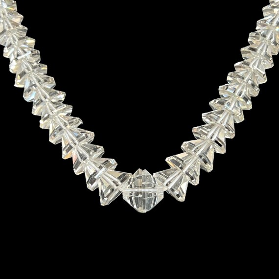 1950's Quartz Crystal Necklace With Silver Clasp / Vintage