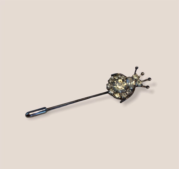 Cute Fly Insect Rhinestone Stick Pin. Silver Meta… - image 1