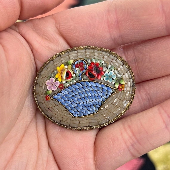 Antique Multi-Gem Flower Basket Brooch