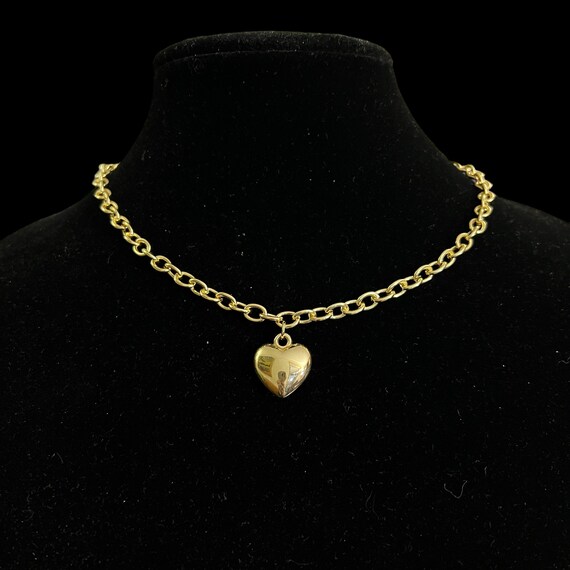 3D Gold Heart Pendant Necklace on Chain. Gold Hea… - image 2