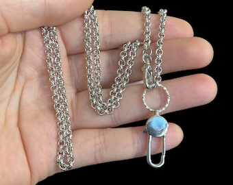 Collar con dijes bañado en plata hecho a mano de 22" / Cadena con dijes giratorios de plata de 22" / Cadena para reloj hecha a mano de 22" / Cadena para billetera