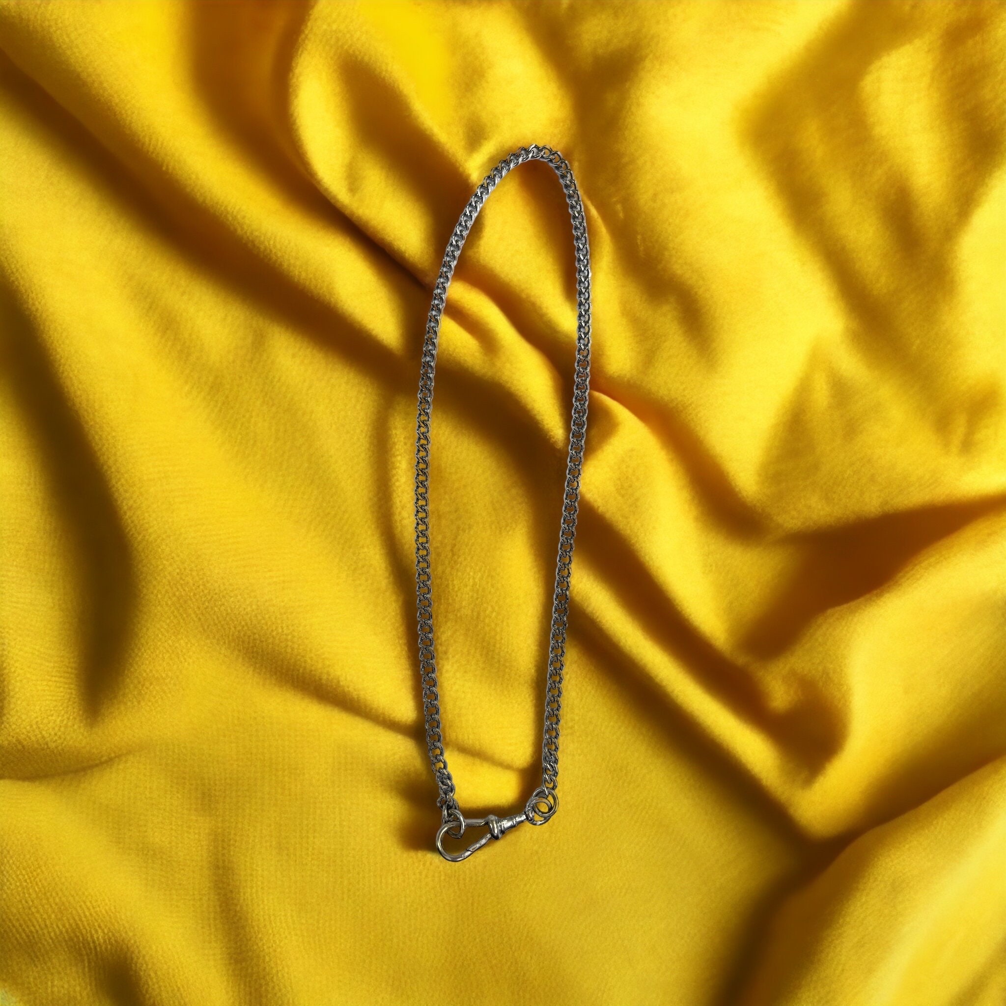 Midcentury Silver Pocket Watch Chain Choker Charm Necklace . Etsy