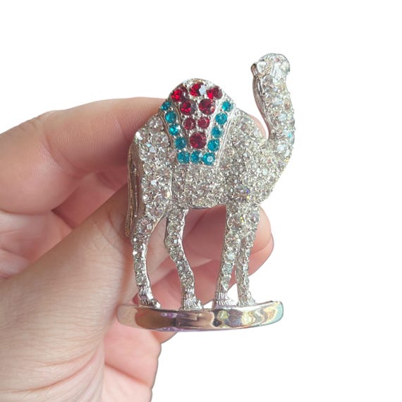 Rare Avon of Belleville Rhinestone Camel Brooch - Vintage Signed Avon Rhinestone Masonic Camel Brooch - Early Avon Figural Brooch