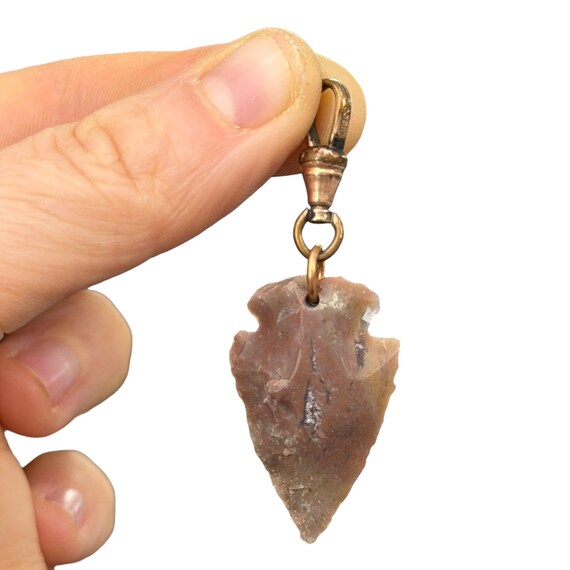 Victorian Arrowhead Watch Fob - Vintage Arrowhead Pendant - Carved Stone Arrowhead Pocket Watch Fob - Antique Arrowhead Swivel Charm