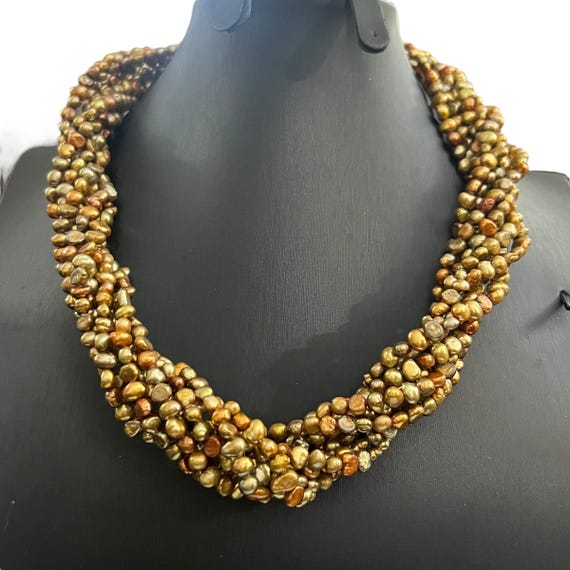 Silpada Copper Pearl Necklace with Sterling Silver Clasp - Silpada Multi-Strand Pearl Necklace - 8 Strand Pearl Necklace - Pearl Torsade
