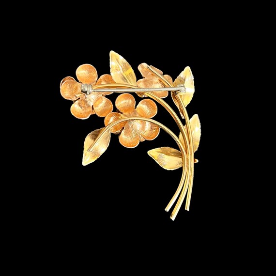 Krementz Rose Gold Flower Brooch. Vintage Krement… - image 4