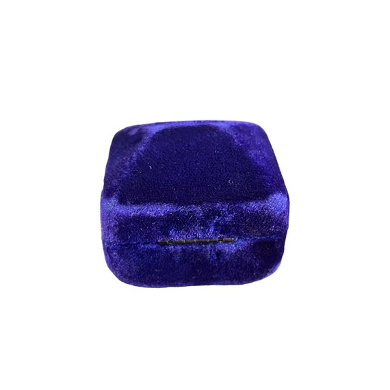 Vintage La Reine Blue Velvet Double Ring Box /  D… - image 9
