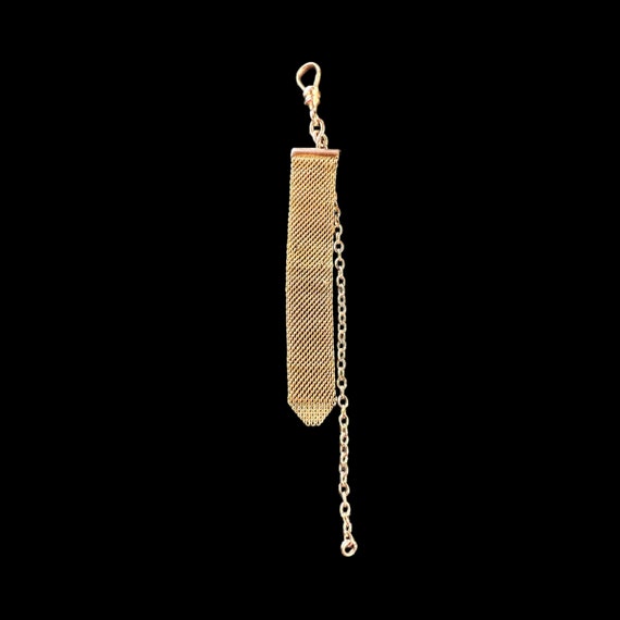 C. 1930’s Mesh Watch Fob with Lanyard Clasp - Gold Filled Watch Fob Signed Peerless - Vintage Gold Filled Watch Chain - Vest Clip Watch Fob View 2