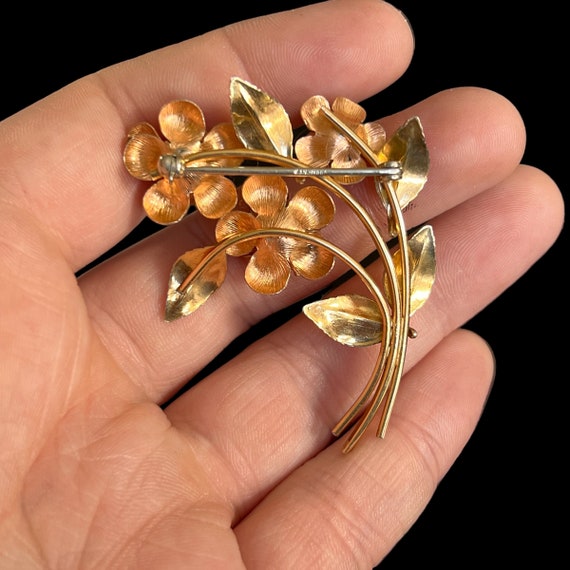 Krementz Rose Gold Flower Brooch. Vintage Krement… - image 2