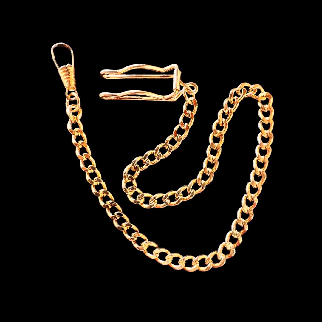 15 Vintage Belt Hook Pocket Watch Chain. Gold Belt Loop Watch Etsy