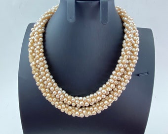 Antique Flapper Art Deco Cream Faux Pearl Rope Necklace. Classic, regal, beaded, elegant, vintage, gift.