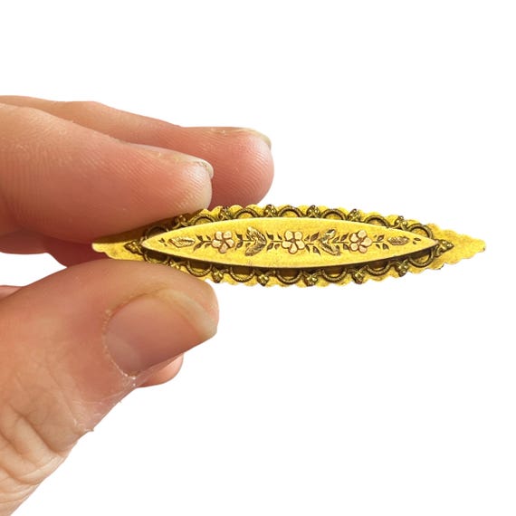 9KT Victorian Etruscan Revival Flower Brooch - 9CT Victorian Etruscan Revival Brooch - Victorian Gold Brooch - Victorian Navette Brooch