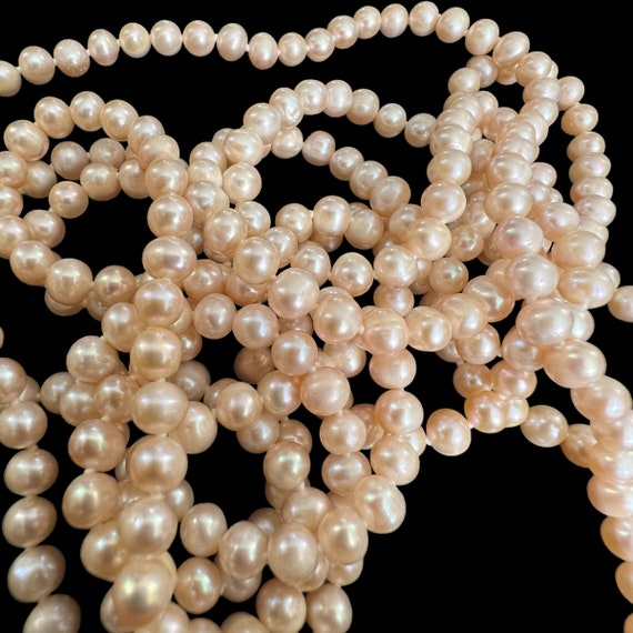 72” Long Pink Pearl Necklace. Extra Long Pearl Ne… - image 6