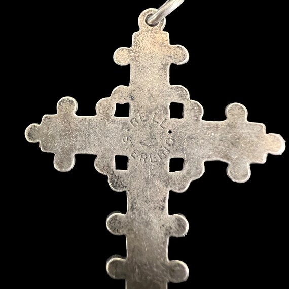 Native American Turquoise Cross Pendant. Bell Tra… - image 5