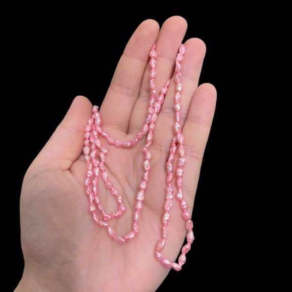 31” Pink Pearl Necklace. Pink Rice Pearl Necklace… - image 8