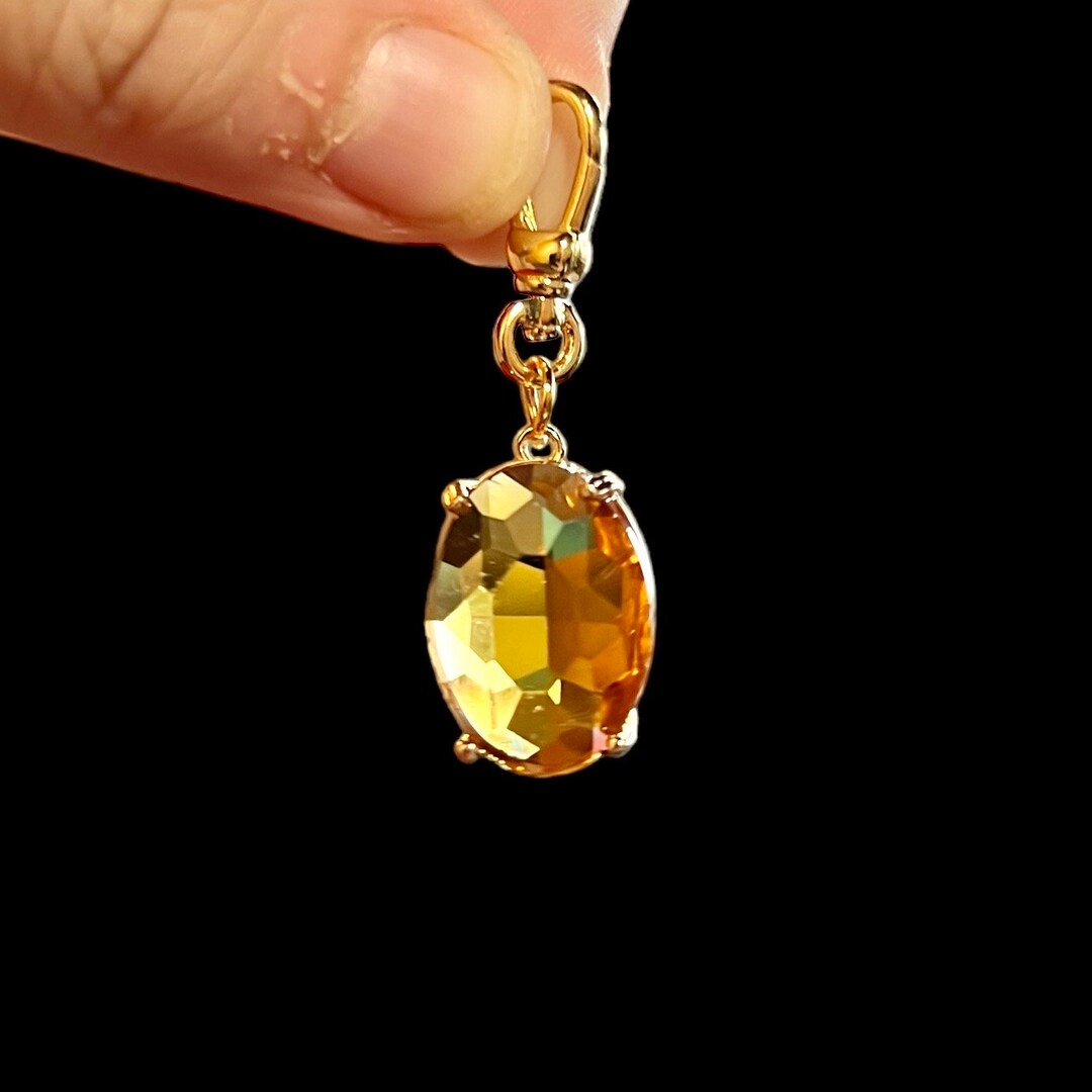 Citrine Glass Pocket Watch Swivel Fob. Dangling Yellow Watch Etsy