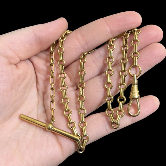 18” Vintage Brass Pocket Watch Chain / Vintage Br… - image 3