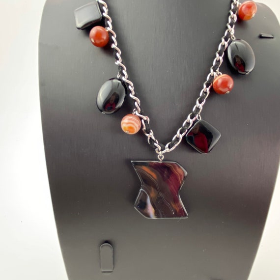 Artisan Asymmetrical Agate Stone Bead Necklace. S… - image 2