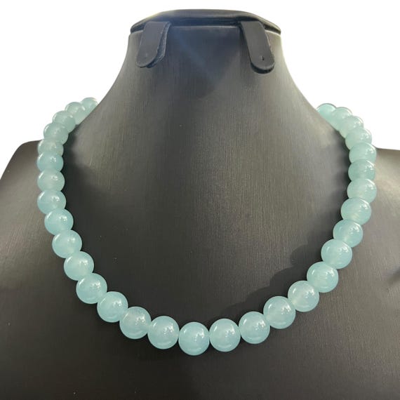 Vintage Blue Rock Crystal Necklace - Handmade Quartz Crystal