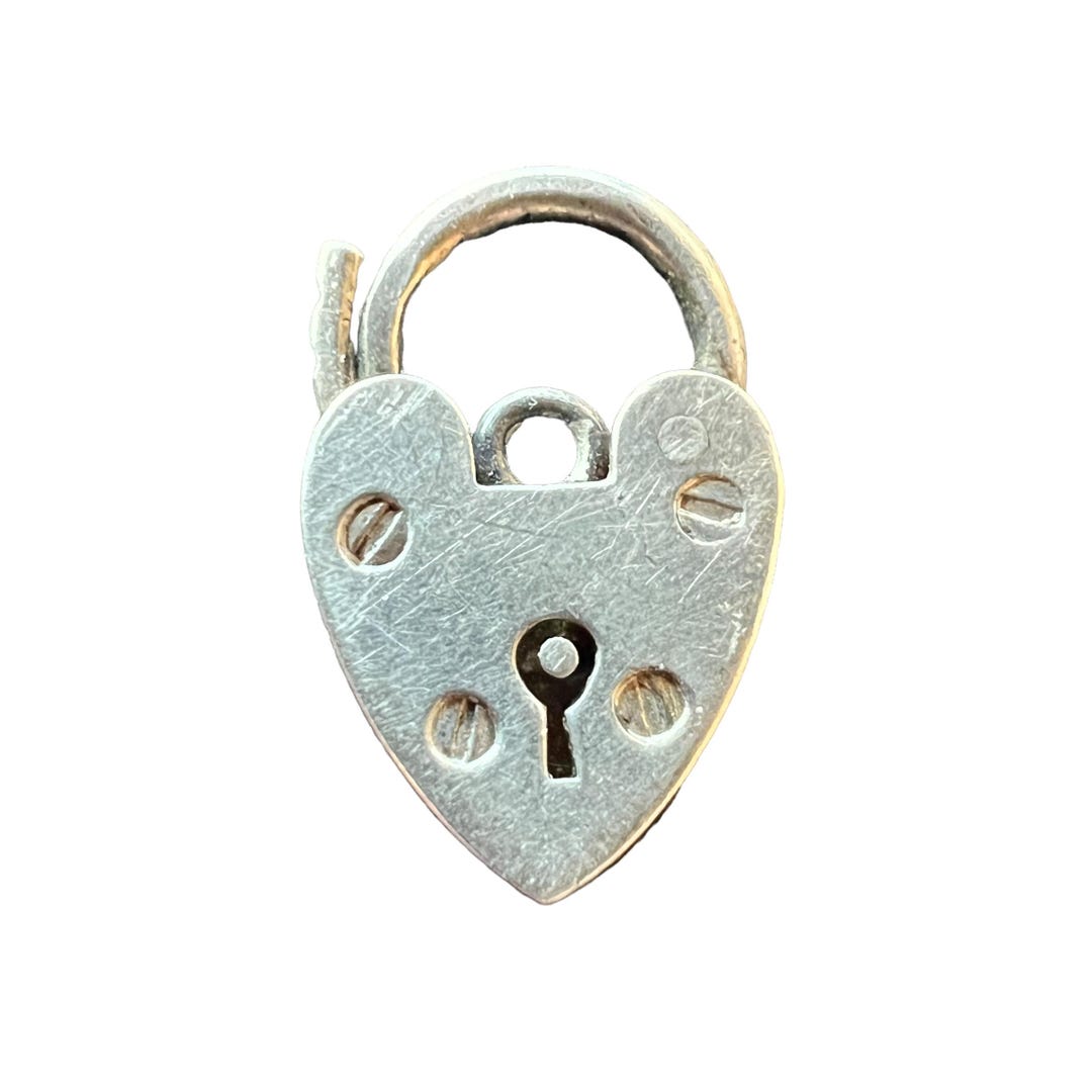 Vintage Sterling Silver Heart Padlock Pendant - Vintage Silver