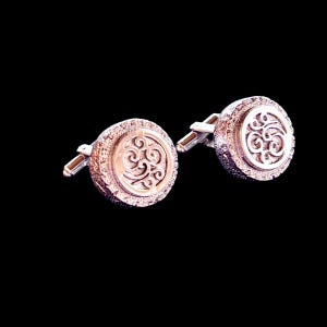 Christian Dior Round Abstract  Cufflinks - Rare Dior Silver Cufflinks - Vintage Christian Dior Cufflinks - Signed Christian Dior Cuff Links