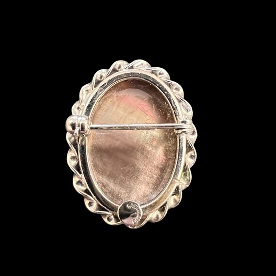 Sterling Silver Cameo Brooch. Vintage Abalone Cam… - image 3