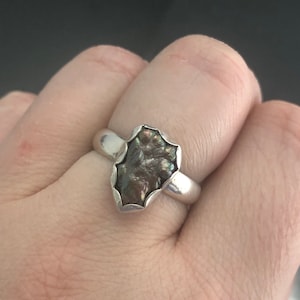 Sz 7.5 Artisan Handmade Grey Pearl & Sterling Silver Ring - Handmade Sterling Silver Pearl Ring - Handmade Canadian Irregular Pearl Ring