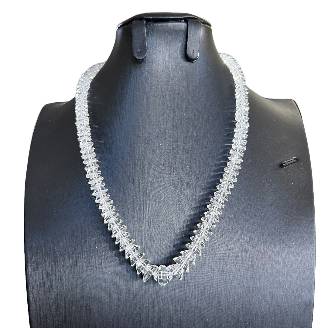 1930's vintagebeadsネックレス Vintage Clear Crystal Bead Necklace Sterling Silver Clasp