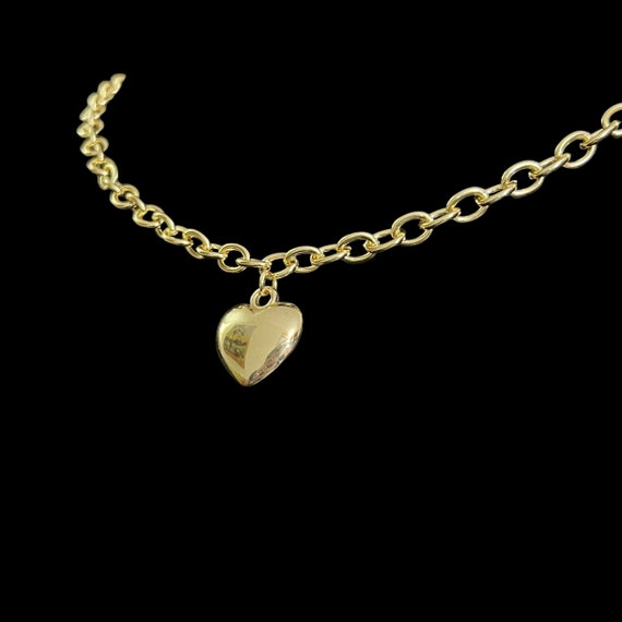 3D Gold Heart Pendant Necklace on Chain. Gold Hea… - image 4