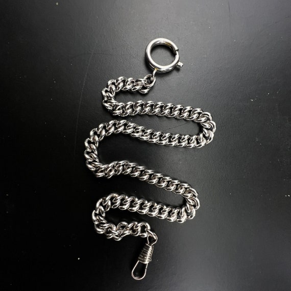 Vintage Silver Metal Pocket Watch Chain Choker Ch… - image 2