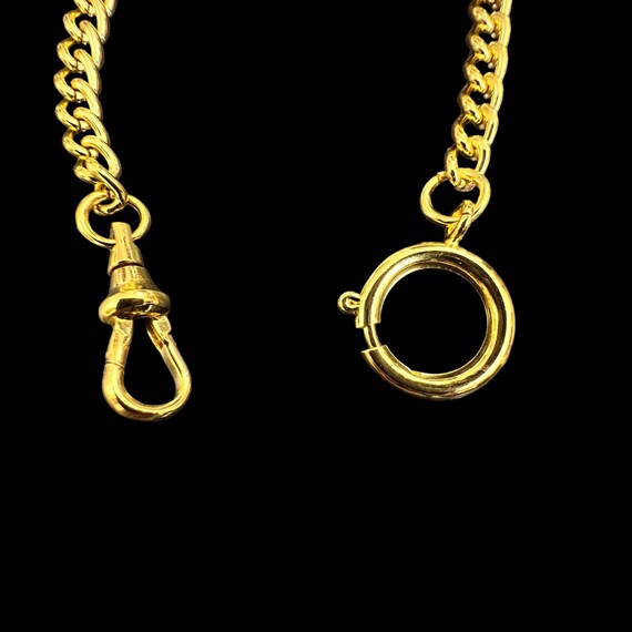 Vintage Gold Metal Pocket Watch Chain Charm Brace… - image 4