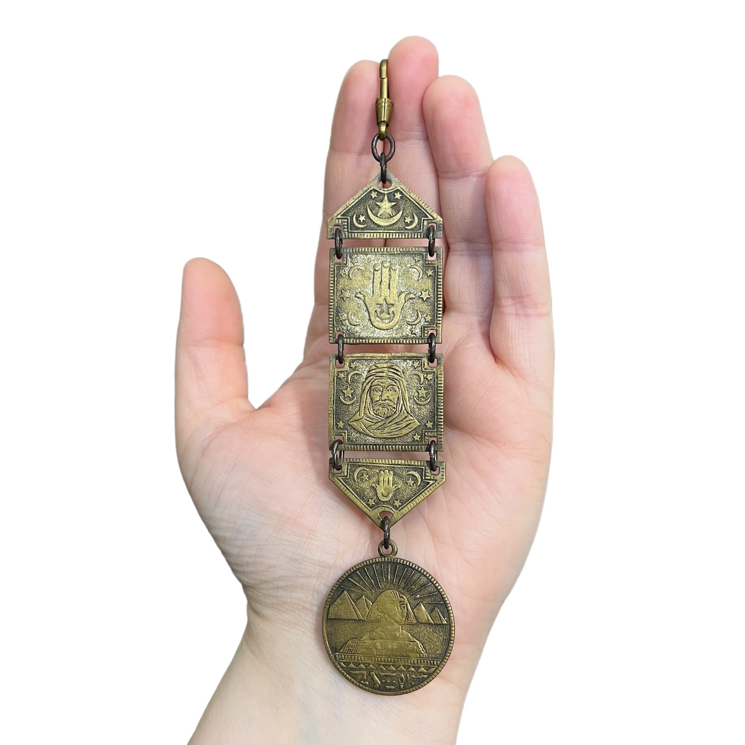 1920's Egyptian Revival Brass Watch Fob - 1920's Art Deco Egyptian