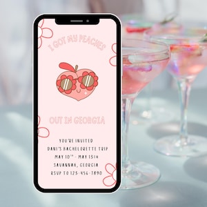 Savannah Bachelorette Party Evite Template: Peach Theme Girls Trip