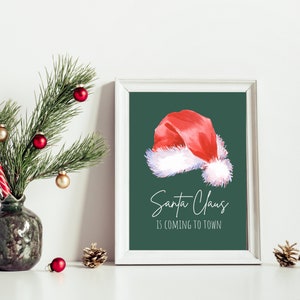 Santa Claus Is Coming To Town, Christmas Downloadable Wall Art, Santa Claus Printable, Christmas Wall Art, Christmas Printable