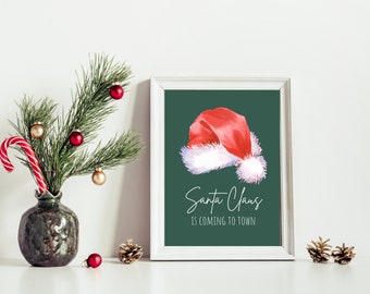 Santa Claus Is Coming To Town, Christmas Downloadable Wall Art, Santa Claus Printable, Christmas Wall Art, Christmas Printable