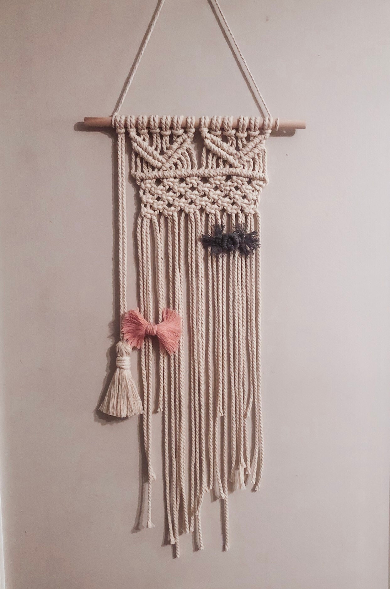 Macrame Hair Bow/Clip Holder Macrame Wall Hanger Boho Baby Etsy