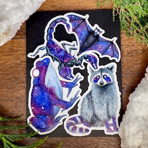 Stickerset Nocturnal Creatures – Kies 4 aangepaste stickers – ontwerpen met inkt en aquarel