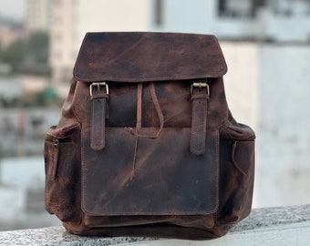 Genuine Leather Backpack, Personalized Brown Leather Backpack, Rucksack, Men Leather Backpack, Hipster Backpack gifts for him, gifts for son