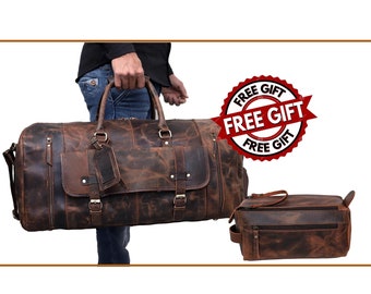 Full Grain Leather Duffle Bag/Monogrammed Genuine Leather Weekender Bag/Leather Holdall/Overnight Bag For Men/Personalized Gift For Him/Gift