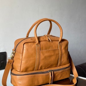 Genuine Leather Weekend Bag Weekend Handbag , Weekender Duffel , Weekender Satchel zdjęcie 8