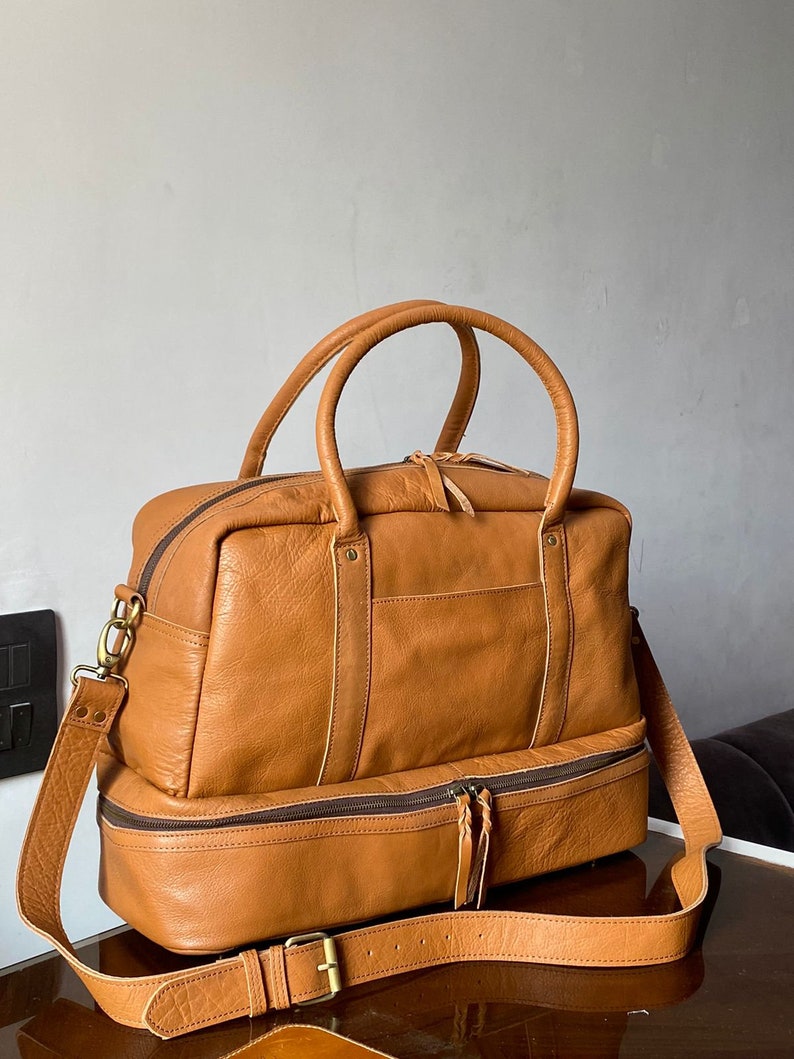 Genuine Leather Weekend Bag Weekend Handbag , Weekender Duffel , Weekender Satchel zdjęcie 8