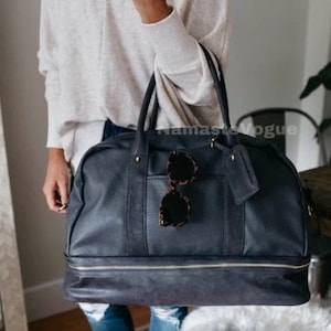 Genuine Leather Weekend Bag Weekend Handbag , Weekender Duffel , Weekender Satchel image 4