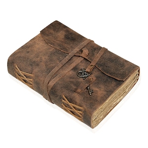 Journal en cuir personnalisé de style vintage Journal relié antique fait main avec du papier de bord de tache pour des hommes et des femmes carnet de croquis en cuir image 5