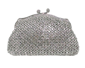 Radiant Silver Crystal Rhinestone Bridal Clutch: Luxury Elegance for Formal Soirées and Special Occasions