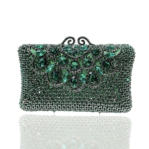 Emerald Green Crystal Clutch | Luxury Evening Bag | Rhinestone Handbag for Weddings and Special Events