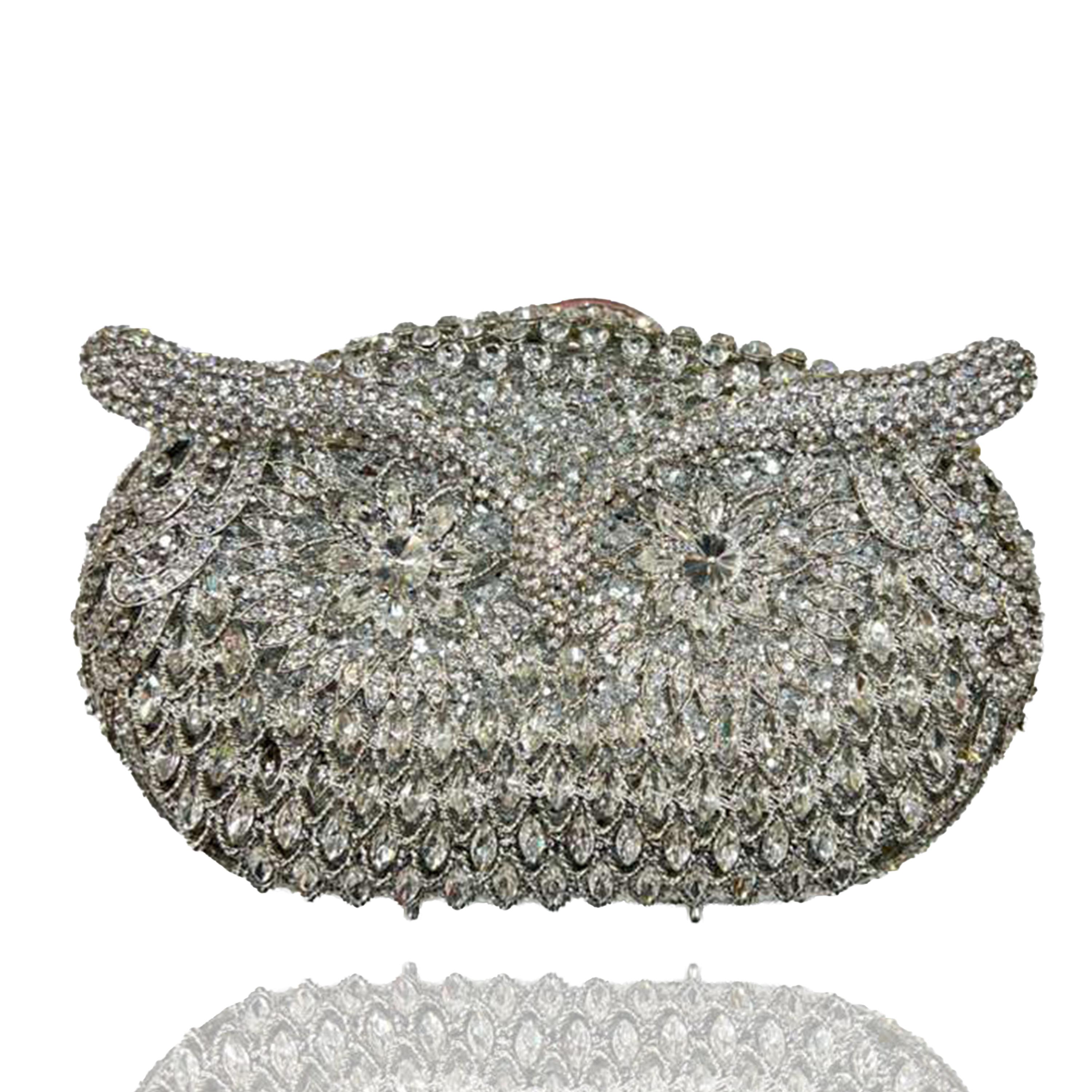 Silver Owl Clutch Evening Bag Party Purse golden clutch flower Lunar year