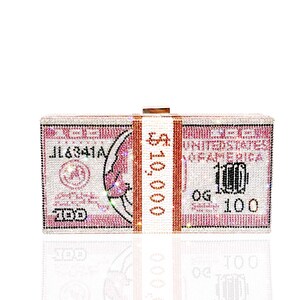 Pink Money Stack Crystal Clutch Luxury Rhinestone Money Bag Statement Handbag for Parties and Events Etsy
